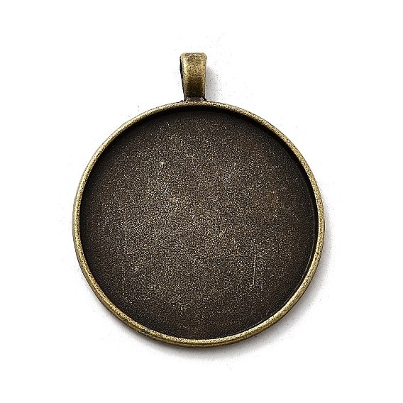 Винтажный тибетский стиль сплава большой подвесной кабошон настройки, чашки безель с краями, без кадмия, без никеля и без свинца, плоско-круглый лоток : 40 мм , 52x43x2 мм, отверстие: 3 мм, около 81 шт / кг