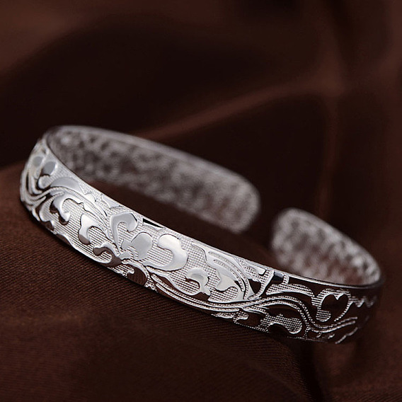 Браслеты-манжеты из сплава с цветочным узором для женщин