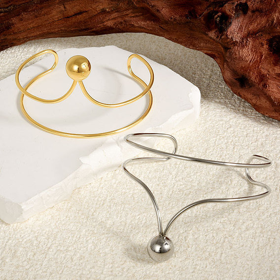 Европейский и американский стиль 304 браслеты-манжеты из нержавеющей стали для женщин