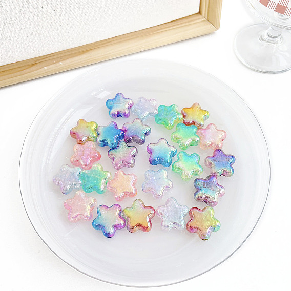 Прозрачные хрустящие акриловые европейские бусины, градиент цвета, звезда