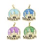 Rack Plating Brass Enamel Pendants, Long-Lasting Plated, Lead Free & Cadmium Free, Real 18K Gold Plated, Flat Round with MAKKAH Charm
