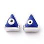 CCB Plastic Beads, with Enamel, Platinum, Triangle with Evil Eye