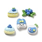 Opaque Cartoon Resin Decoden Cabochons, Blueberry Cake & Rabbit & Blueberry, Mixed Shapes