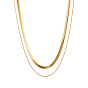 18K Gold Plated Stainless Steel Cuban Snake Chain Necklace - Unisex Hip Hop Jewelry