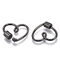 Brass Micro Pave Clear Cubic Zirconia Screw Carabiner Lock Charms, for Necklaces Making, Heart, Nickel Free