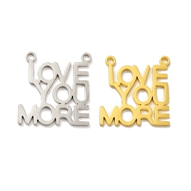 201 Stainless Steel Pendants, Word Charm Love You More