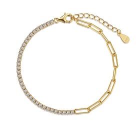925 браслеты-цепочки из стерлингового серебра с прозрачным фианитом и скрепкой для женщин