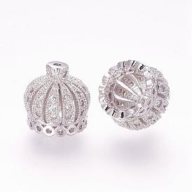 Латунные микро проложить кубического циркония бусы, кисточка крышка под залог, корона, полый