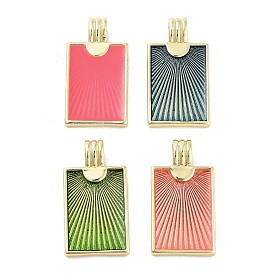 Real 18K Gold Plated Rack Plating Brass Enamel Pendants, Long-Lasting Plated, Lead Free & Cadmium Free, Rectangle Charm