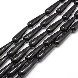 Natural Black Onyx Beads Strands, Grade A, Dyed & Heated, Drop