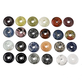 Gemstone Pendants, Donut/Pi Disc Charms
