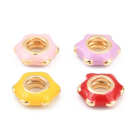 Латунные бусины, звезда, с эмалью, реальный 18 k позолоченный