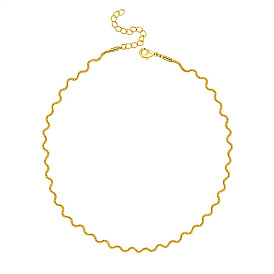 Brass Twist Wave Link Chain Necklace for Women