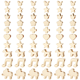 60шт 10 стиль латунные бусины, долговечный, сердце и звезда и корона и бабочка