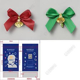 60 piezas 2 colores lazo de poliéster, arcos de regalo, con bridas de alambre de hierro y campana, para decoración de papel de regalo de bricolaje, decoración de fiesta de navidad