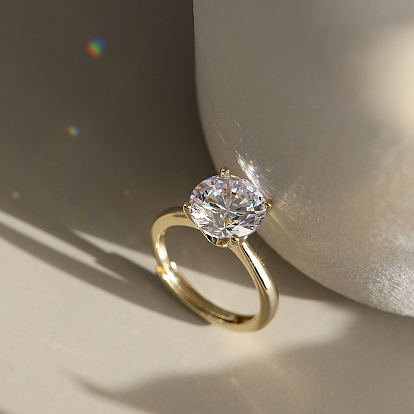 925 Anillos de dedo con circonita cúbica transparente y micro pavé de plata esterlina, plano y redondo