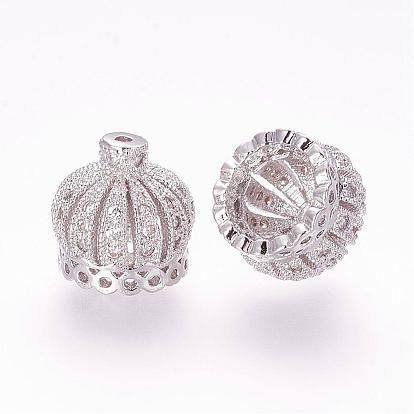 Латунные микро проложить кубического циркония бусы, кисточка крышка под залог, корона, полый