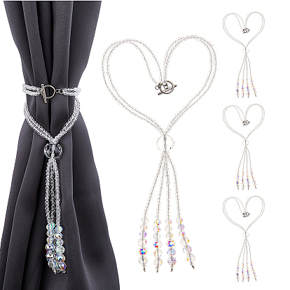 4pcs clips d'embrasses de rideaux en verre, retenues de rideaux de fenêtre, avec alliage fermoirs toggle