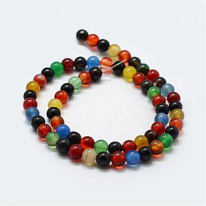 Natural Agate Beads Strands, Dyed & Heated, Round