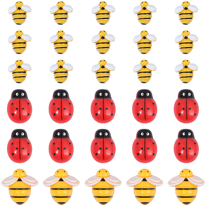 60 шт 3 стили кабошоны из непрозрачной смолы, пчелы и божья коровка