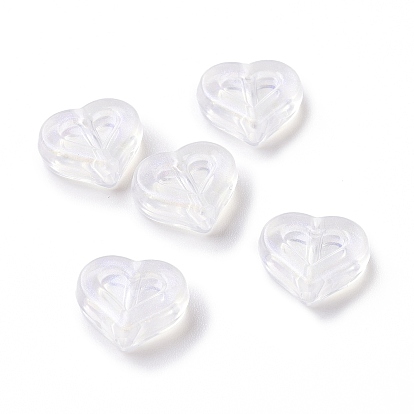 Transparent Acrylic Beads, Glitter Beads, Heart