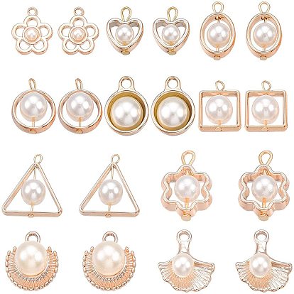 ABS Plastic Imitation Pearl Pendants, with UV Plating Acrylic Findings, Mixed Shapes