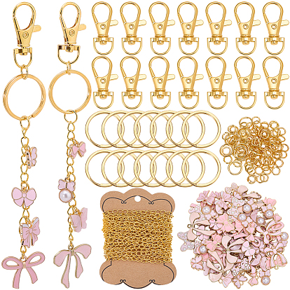 DIY Pendants Decoration Making Kits, Includes Alloy Enamel Pendants, Iron Split Key Rings, Iron Twisted Chains, Plastic Empty Spools, Brass Jump Rings