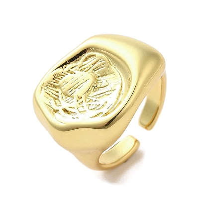 Rack Plating Brass Finger Ring, Cuff Ring, Long-Lasting Plated, Cadmium Free & Lead Free, Flower