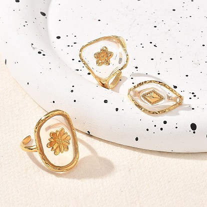 Полимерные пальцевые кольца, 304 открытые манжеты из нержавеющей стали для женщин, реальный 18 k позолоченный