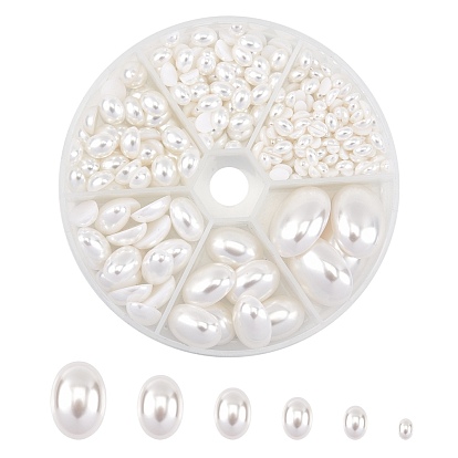 Cabujones de perlas de imitación de plástico ecológico, alto brillo, Grado A, oval