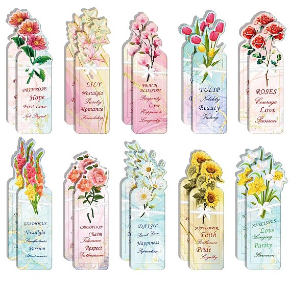 20 Sheets Paper Bookmark, Plant and Flower Bookmarks for Booklover, Rectangle