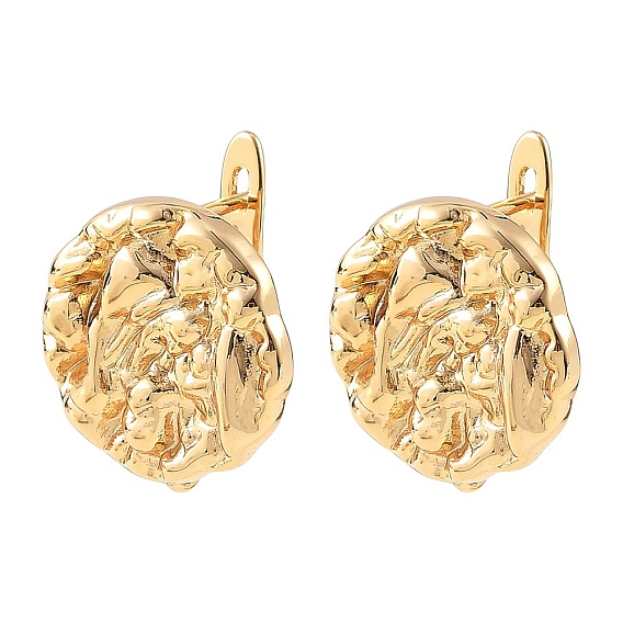 SHEGRACE Brass Hoop Earring Findings, Oval, with Loop, Cadmium Free & Lead Free & Nickel Free
