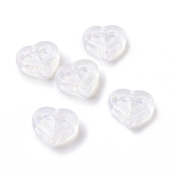 Transparent Acrylic Beads, Glitter Beads, Heart