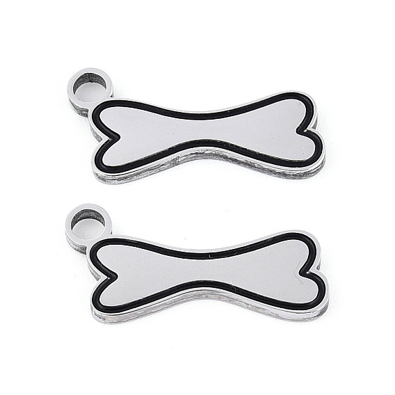 304 нержавеющая сталь с эмалевыми подвесками, подвески в форме кости