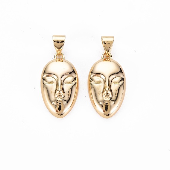 Brass Pendants, with Brass Snap On Bails, Nickel Free, Face