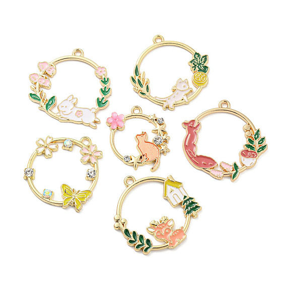 Подвески из эмали и сплава, золотые, кольцо очарование