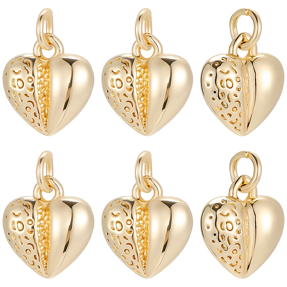 20 piezas de encantos de latón, encantos del corazón, sin plomo y el cadmio, chapado en rack, larga duración plateado