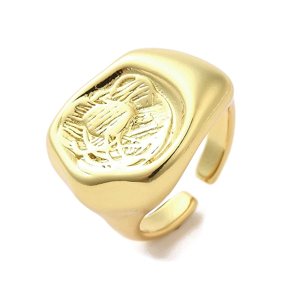 Rack Plating Brass Finger Ring, Cuff Ring, Long-Lasting Plated, Cadmium Free & Lead Free, Flower