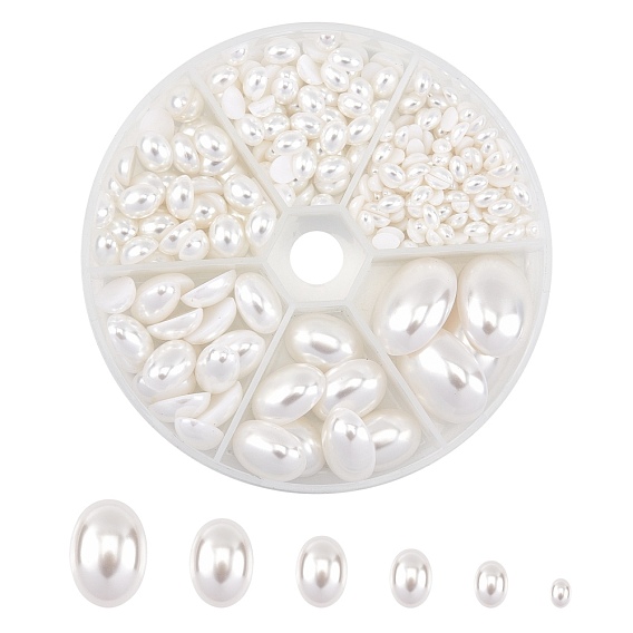 Cabujones de perlas de imitación de plástico ecológico, alto brillo, Grado A, oval
