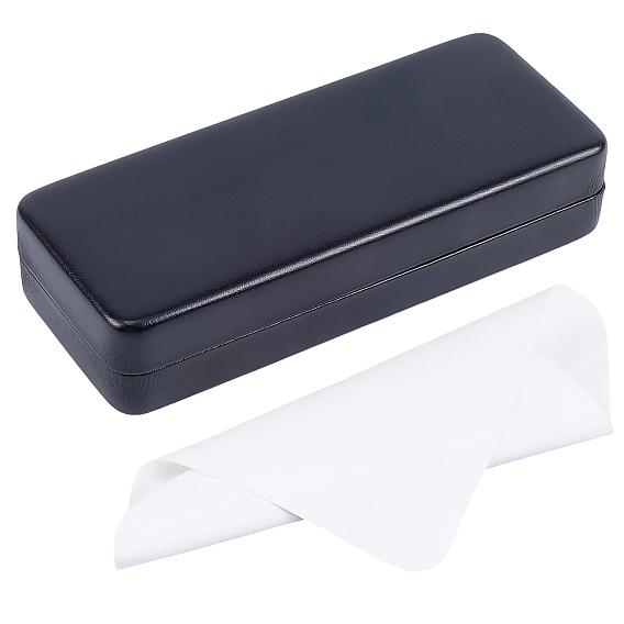 1футляры для очков из поликарбонатной кожи, с фланелью внутри, прямоугольные, 1Салфетка для чистки очков из поликарбонатной замши