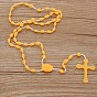 Luminous Plastic Rosary Bead Necklace, Glow in the Dark Cross Pendant Necklace for Women