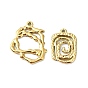 Ion Plating(IP) 304 Stainless Steel Pendants, Real 18K Gold Plated, Rectangle/Irregular Ring Charm