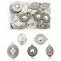 40шт 5 стили подвески из цинкового сплава в тибетском стиле, античное серебро, плоский круглый овальный цветок
