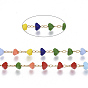 Handmade Faceted Glass Beaded Chains, with Stainless Steel Cable Chains and Spool, Soldered, Triangle, Golden