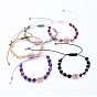 Adjustable Nylon Thread Braided Bead Bracelets, with Natural Gemstone Beads and Brass Beads, Buddha Head