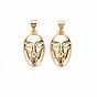 Brass Pendants, with Brass Snap On Bails, Nickel Free, Face