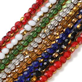 Electroplate Glass Beads Strands, Faceted, Flat Round