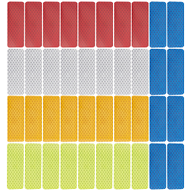 Gorgecraft 40Pcs 5 Colors Rectangle PET Safety Reflector Strips Adhesive Stickers, Auto Accessories