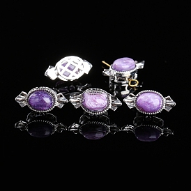 Natural Amethyst Beads, with Alloy Findings, Oval