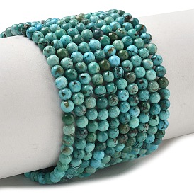 Natural HuBei Turquoise Beads Strands, Smooth Round